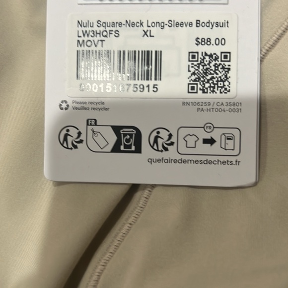 LULULEMON NULU SQUARE NECK LONG SLEEVE BODYSUIT NWT - Picture 9 of 9